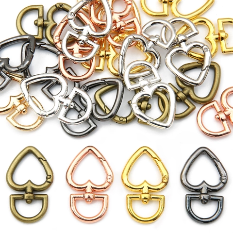 Ganchos Giratorios en Forma de Corazón Cierre de Mosquetón de Aleación Accesorios de Llavero DIY Conectores de Bolsos