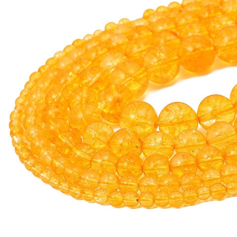 Natural Citrine Loose Beads Round Yellow Natural Stone Beads For DIY Jewelry Making Bracelet Necklace Findings Craft Material