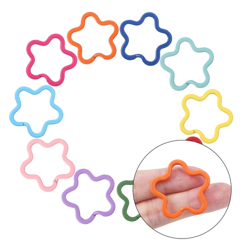 Colorful Flower Star Shaped Iron Open Rings Lacquered Metal Buckles For DIY Jewelry Making Keychain Craft Findings