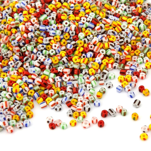 3mm Striped Glass Seed Beads For DIY Jewelry Making Colorful Striped Round Spacer Beads For Bracelet Necklace Accessories