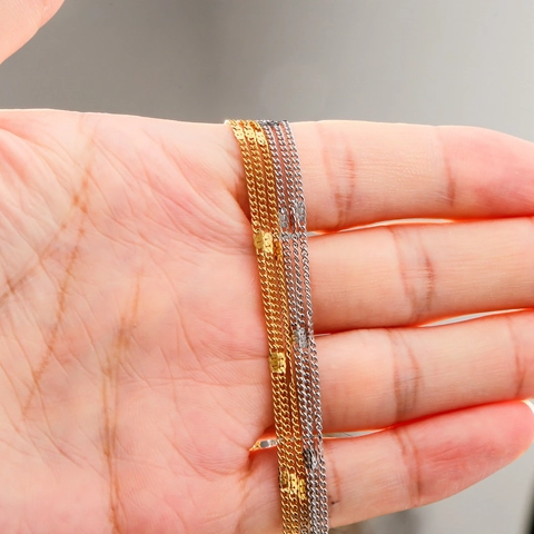 Minimalistische 18K Vergulde Roestvrijstalen Halsketting Drie Lagen Dunne Schakelketting Choker Voor Vrouwen Sieraden
