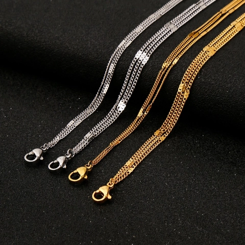 Minimalistische 18K Vergulde Roestvrijstalen Halsketting Drie Lagen Dunne Schakelketting Choker Voor Vrouwen Sieraden
