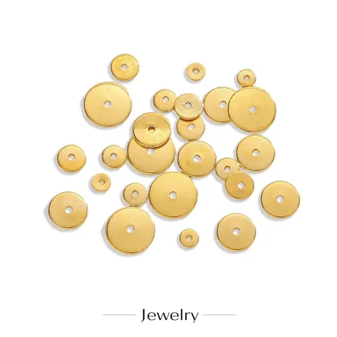 Perles d'Espacement en Acier Inoxydable Or Argent Perles Plates Rondes Pour la Fabrication de Bijoux DIY Collier Bracelet