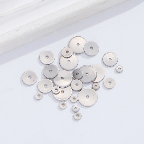 Perles d'Espacement en Acier Inoxydable Or Argent Perles Plates Rondes Pour la Fabrication de Bijoux DIY Collier Bracelet