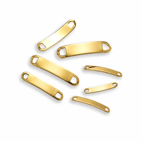 Roestvrij Staal Gebogen Bar Connector DIY Sieraden Benodigdheden Spiegel Gepolijst Blanco Graveerde Tag Voor Armband Maken 18K Verguld