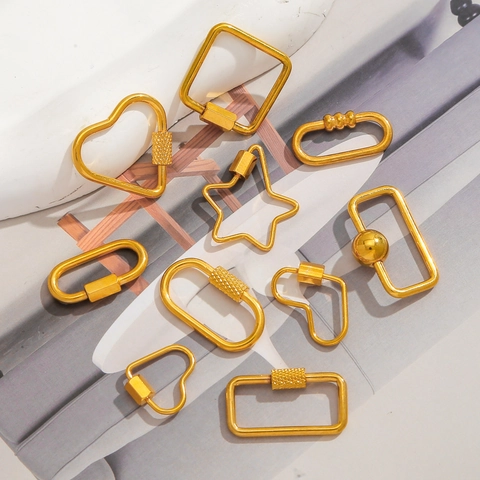 Stainless Steel Heart Star Geometric Screw Clasp Connectors Gold Plated Jewelry DIY Findings For Necklace Bracelet Making