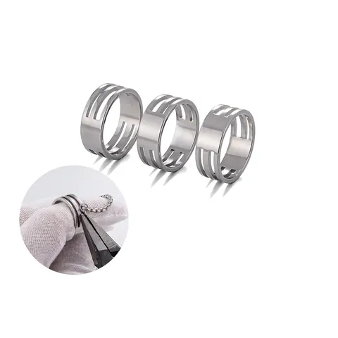Stainless Steel Jump Ring Opener Ring Tool For DIY Jewelry Making Geometric Hollow Silver Metallic Functional Handcraft Ring