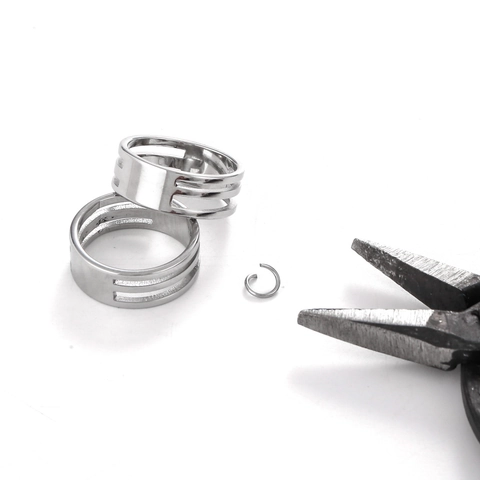 Stainless Steel Jump Ring Opener Ring Tool For DIY Jewelry Making Geometric Hollow Silver Metallic Functional Handcraft Ring