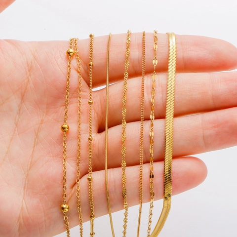 Vergoldete Edelstahl Halskette Kette Für Schmuckherstellung DIY Schlange O-Kette Wasserwelle Gliederkette Unisex Accessoire