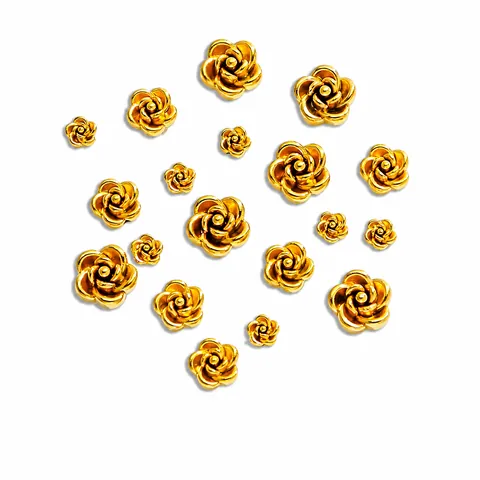 3D Rose Flower Stainless Steel Beads For DIY Jewelry Making Gold Silver Metal Spacer Beads For Necklace Bracelet Craft Accessories