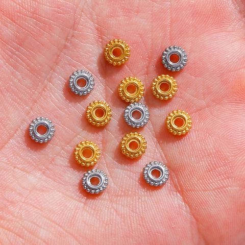 Perles d'Espacement Rondes en Acier Inoxydable de Style Vintage pour Création de Bijoux DIY Accessoires de Perles en Vrac