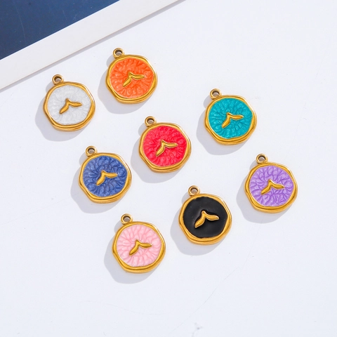 Stainless Steel Whale Tail Enamel Charm Pendant Vacuum Plated Gold DIY Jewelry Finding For Necklace Bracelet Accessory