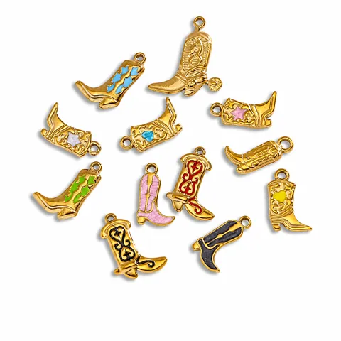 Roestvrijstalen Western Cowboy Laars Charms Voor Sieraden Maken DIY Emaille Schoen Hangers Voor Ketting Armband Accessoires
