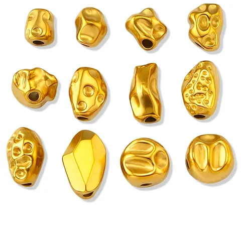 Baroque Style Irregular Stainless Steel Spacer Beads For DIY Jewelry Making Gold Silver Electroplated Metal Craft Beads Accessory