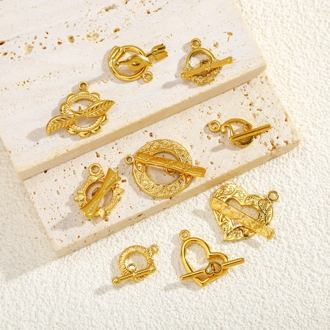 Stainless Steel OT Toggle Clasp DIY Jewelry Gold Silver Plated Heart Round Irregular Shape Necklace Bracelet Connectors
