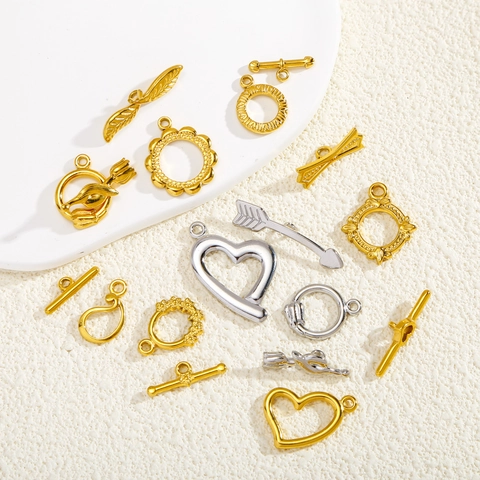 Stainless Steel OT Toggle Clasp DIY Jewelry Gold Silver Plated Heart Round Irregular Shape Necklace Bracelet Connectors