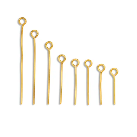 Stainless Steel Eye Pins DIY Jewelry Making Findings 18K Gold Plated Open Loop Headpins For Earrings Necklaces Handcrafted
