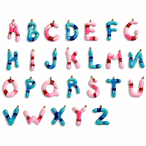 DIY Edelstahl 26 Alphabet Initialen Buchstaben Anhänger Mehrfarbig Emaille Vergoldet Pendants Für Schmuckherstellung Halsketten Zubehör