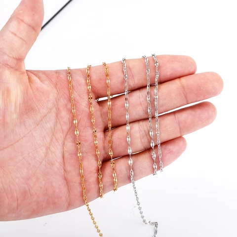 Stainless Steel Lips Chain For Necklace Bracelet DIY Jewelry Making Gold Silver Tone Water Wave Link Chain For Accessories