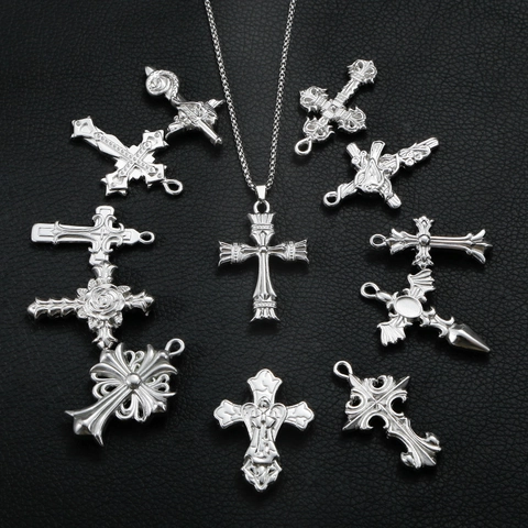 Gothisch Edelstahl Kreuz Anhänger Für Herren Damen Vintage Retro Religiöser Schmuck DIY Halskette Zubehör