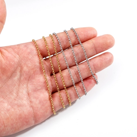 2mm Stainless Steel Rolo Chain DIY Jewelry Making Findings Vacuum Electroplated Link Chain Accessories For Necklace Bracelet