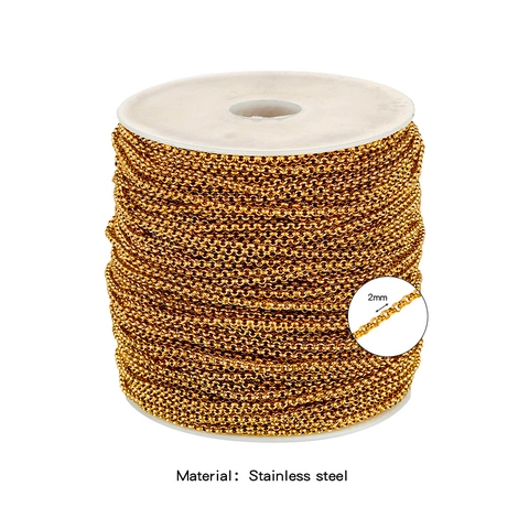 2mm Stainless Steel Rolo Chain DIY Jewelry Making Findings Vacuum Electroplated Link Chain Accessories For Necklace Bracelet