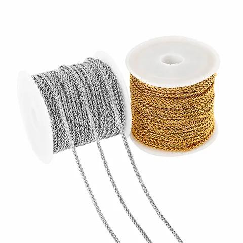 Stainless Steel Wheat Spiga Chain For DIY Jewelry Making Gold Silver Plated Metal Link Chain For Necklace Bracelet Accessory