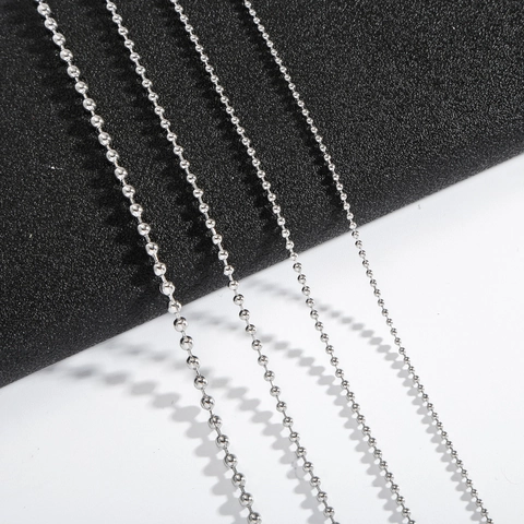 Stainless Steel Ball Chain For DIY Jewelry Making Accessories Silver Color Round Bead Chain For Necklaces Bracelets Crafts