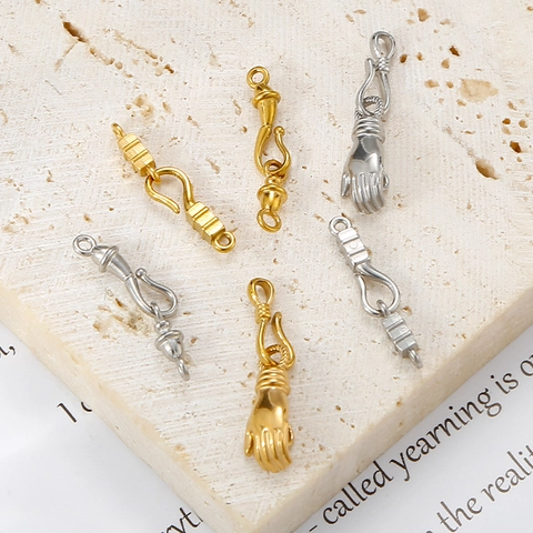 Creative Stainless Steel Palm Hand Shape Jewelry Clasps DIY S Hook Connectors Vacuum Gold Silver Plated Jewelry Making Findings Necklace Bracelet DIY Components