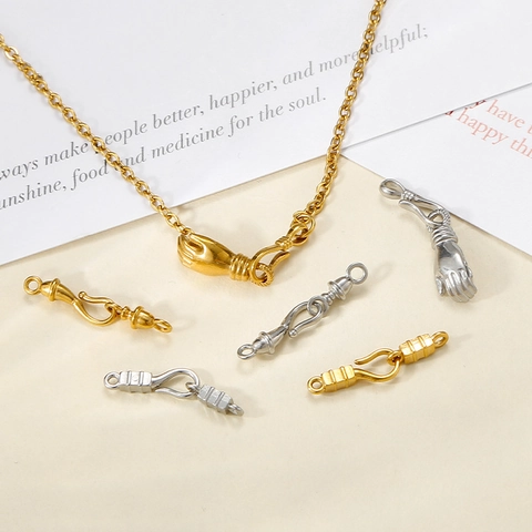Creative Stainless Steel Palm Hand Shape Jewelry Clasps DIY S Hook Connectors Vacuum Gold Silver Plated Jewelry Making Findings Necklace Bracelet DIY Components