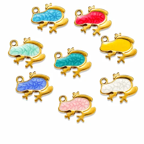 Mini Stainless Steel Frog Pendant For DIY Jewelry Making Refined Animal Shape Enamel Charms For Necklace Bracelet Accessories