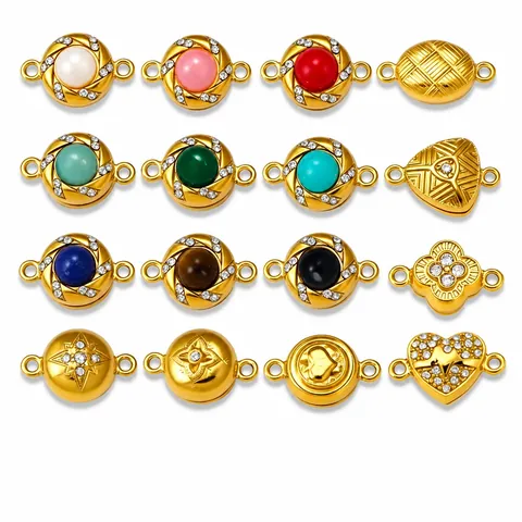 Stainless Steel Magnetic Jewelry Clasp Connector With Rhinestone Crystal Artificial Pearl Flower Heart For DIY Necklace Bracelet Making