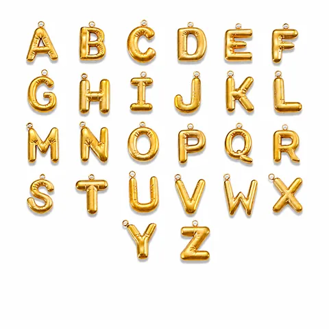 Balloon Style Alphabet Letter Pendant Stainless Steel Gold Silver Plated Dainty Initial Charms For DIY Jewelry Making Necklaces