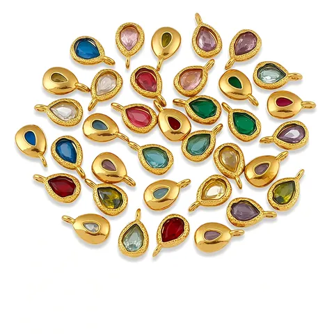 Ciondolo a Forma di Goccia d'Acqua in Acciaio Inossidabile Placcato Oro 18K Con Zirconia Solo Ciondolo per Gioielli Fai da Te Donna