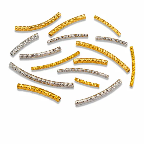 Stainless Steel Curved Tube Beads For DIY Jewelry Making Gold Silver Plated Textured Spacer Beads For Bracelets Necklaces