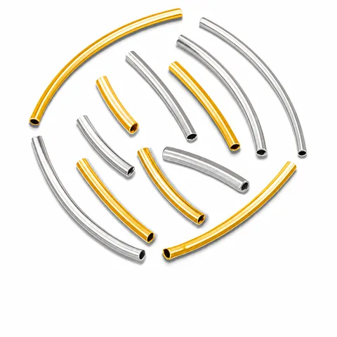 Stainless Steel Curved Tube Spacer Beads For Jewelry Making DIY Bracelet Necklace Findings Geometric Hollow Tube Accessories