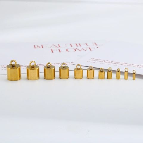 Stainless Steel Cord End Caps For Jewelry Making 18K Gold Plated Cylinder Clasps DIY Leather Cord Bracelet Necklace Findings