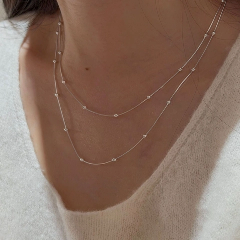 925 Sterlingsilber Doppelschichtige Schlangenknochenkette Für Damen Minimalistisch Geometrische Runde Perlen Schmuck Geschenk