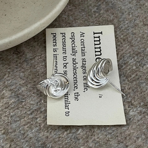 Minimalistische 925 Sterlingsilber Meerschnecke Muschel Ohrstecker Für Damen Nischendesign Strukturierte Welle Schmuck Geschenk