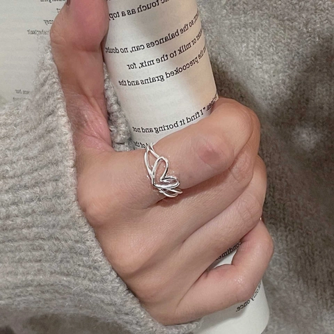 S925 Sterlingsilber Hohl Herz Ring Für Damen Minimalistisch Verstellbar Offener Ring Mode Schmuck Nische Design Zeigefinger Ring Geschenk