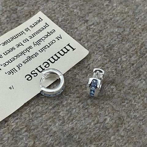 925 Sterlingsilber Quadrat Zirkonia Huggie Ohrringe Geometrische Himmelblau Stein Creolen Für Damen Personalisierter Schmuck