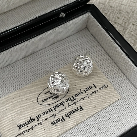 Orecchini a Bottone Semisferici Sfaccettati in Argento Sterling S925 per Donna Orecchini Geometrici Scintillanti Minimalisti