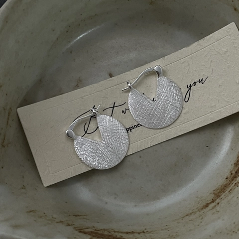 Orecchini a Cerchio Circolari Spazzolati in Argento Sterling S925 Minimalista per Donna Regalo di Gioielli Quotidiani Geometrici Stile Ins Coreano
