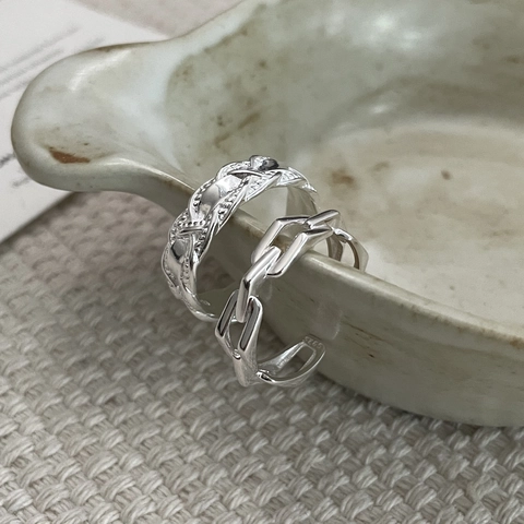 Vintage 925 Sterling Zilveren Ruitvormige Geometrische Ring Voor Dames Minimalistisch Verstelbaar Ketting Ontwerp Sieraden