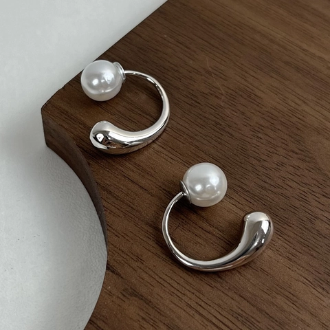 Minimalistische 925 Sterlingsilber Künstliche Perlenstecker Für Damen Elegante C-Form Wassertropfen Vergoldete Versilberte Ohrringe