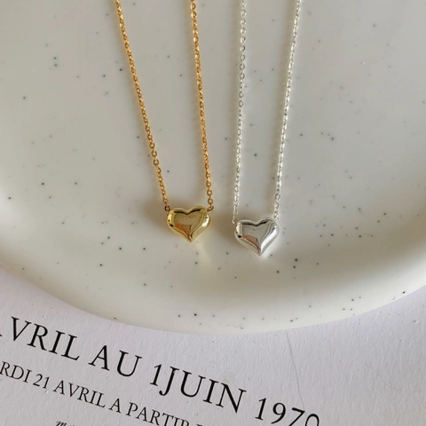 Minimalist Heart Pendant Necklace High Polished 925 Sterling Silver Adjustable Chain Fine Jewelry For Women Daily Accessory Gift