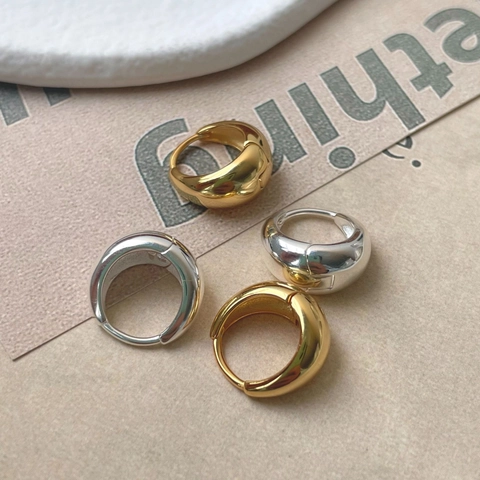 Orecchini a Bottone a Cerchio Rotondi Spessi in Argento Sterling 925 Minimalisti Geometrici Huggies Oro Argento per Donna Gioielli