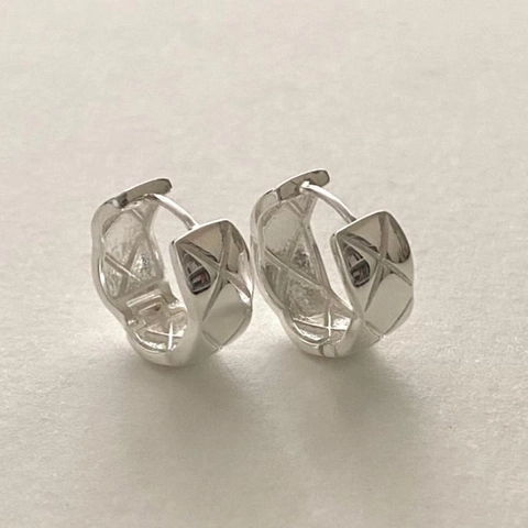 Orecchini a Bottone in Argento Sterling 925 con Motivo Trapuntato Stile Geometrico a Cerchio Gioielli Placcati in Oro e Argento