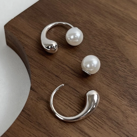 Minimalistische 925 Sterlingsilber Künstliche Perlenstecker Für Damen Elegante C-Form Wassertropfen Vergoldete Versilberte Ohrringe