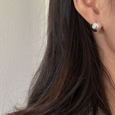 Orecchini a Bottone a Sfera in Argento Sterling 925 Minimalisti per Donna Gioielli Geometrici Semplici Lucidati a Specchio